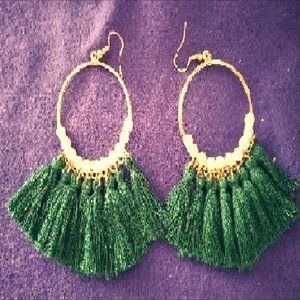 GREEN FAN EARRINGS